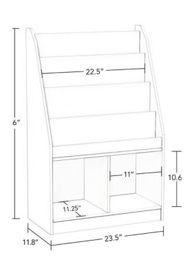 Kids Bookrack with Two White Cubbies