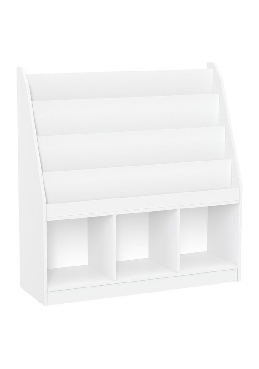 Kids Bookrack with Three Cubbies in White