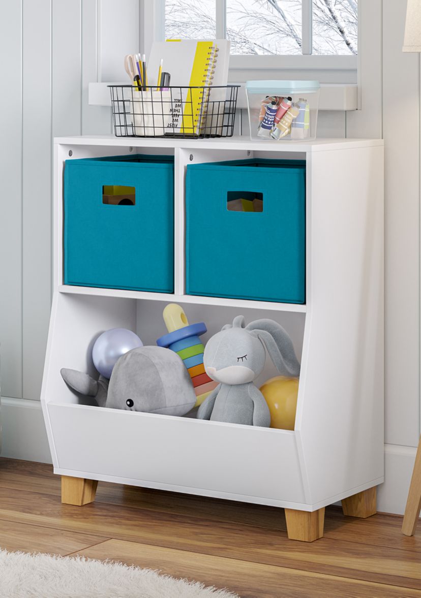 Kids Catch All Multi Cubby 24 Inch Toy Organizer in White