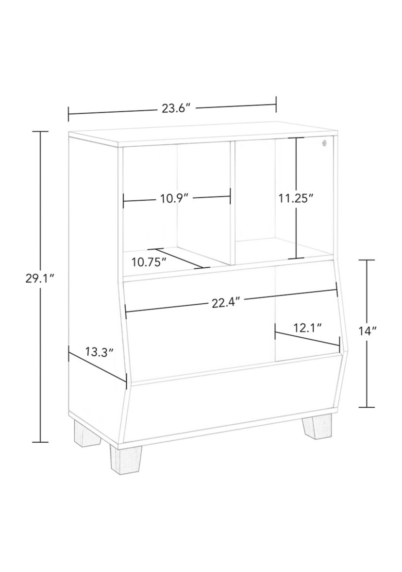 Kids Catch All Multi Cubby 24 Inch Toy Organizer in White
