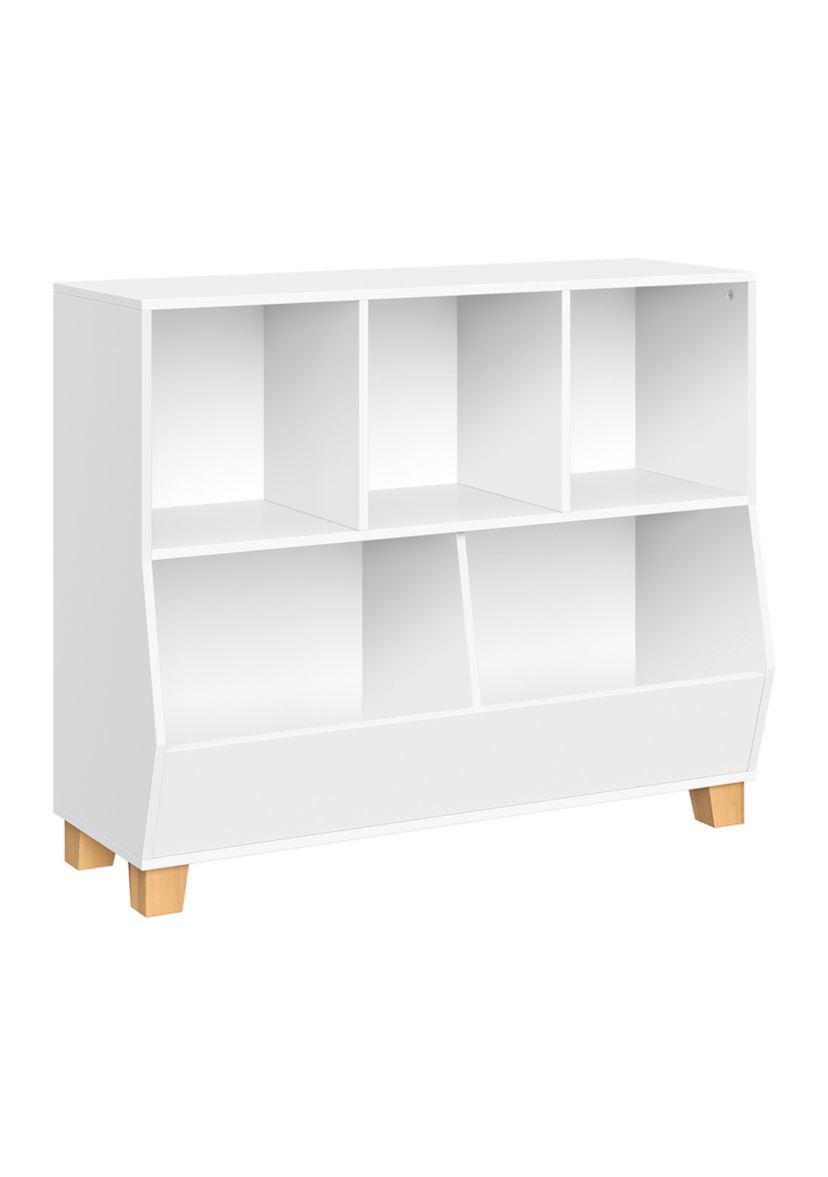 Kids Catch All Multi Cubby 35 Inch Toy Organizer in White