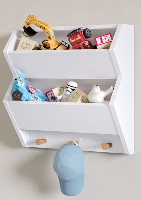 Kids Catch All Wall Shelf with Hooks