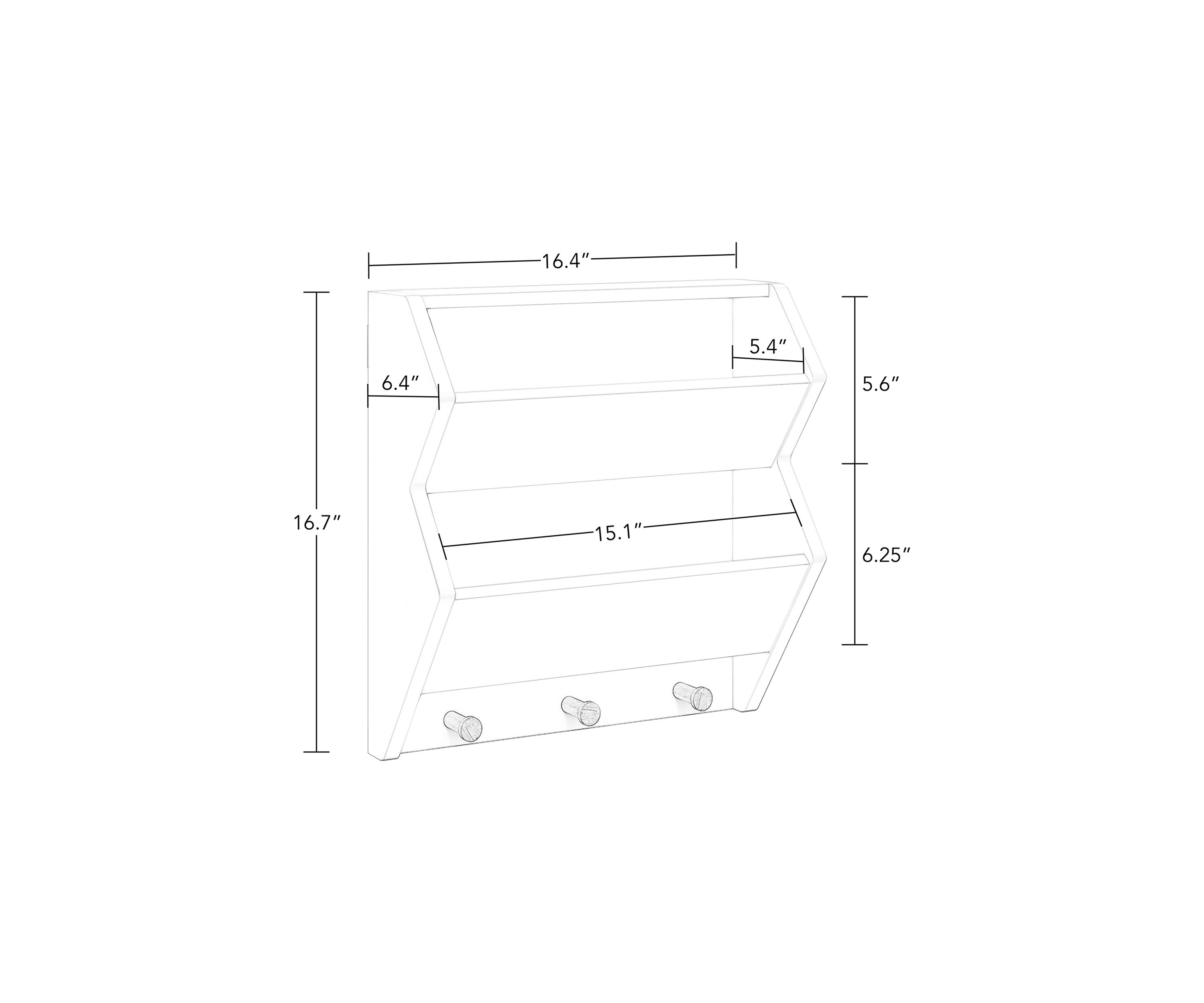Kids Catch All Wall Shelf with Hooks