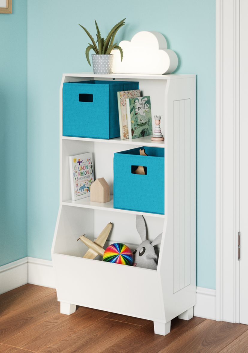 Kids 23 Inch Bookcase with Toy Organizer in White