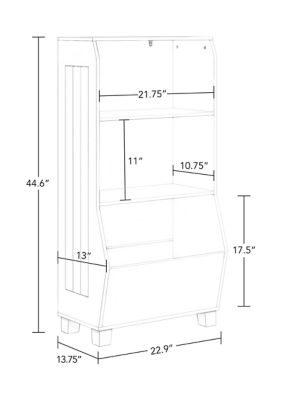 Kids Inch Bookcase with Toy Organizer in White