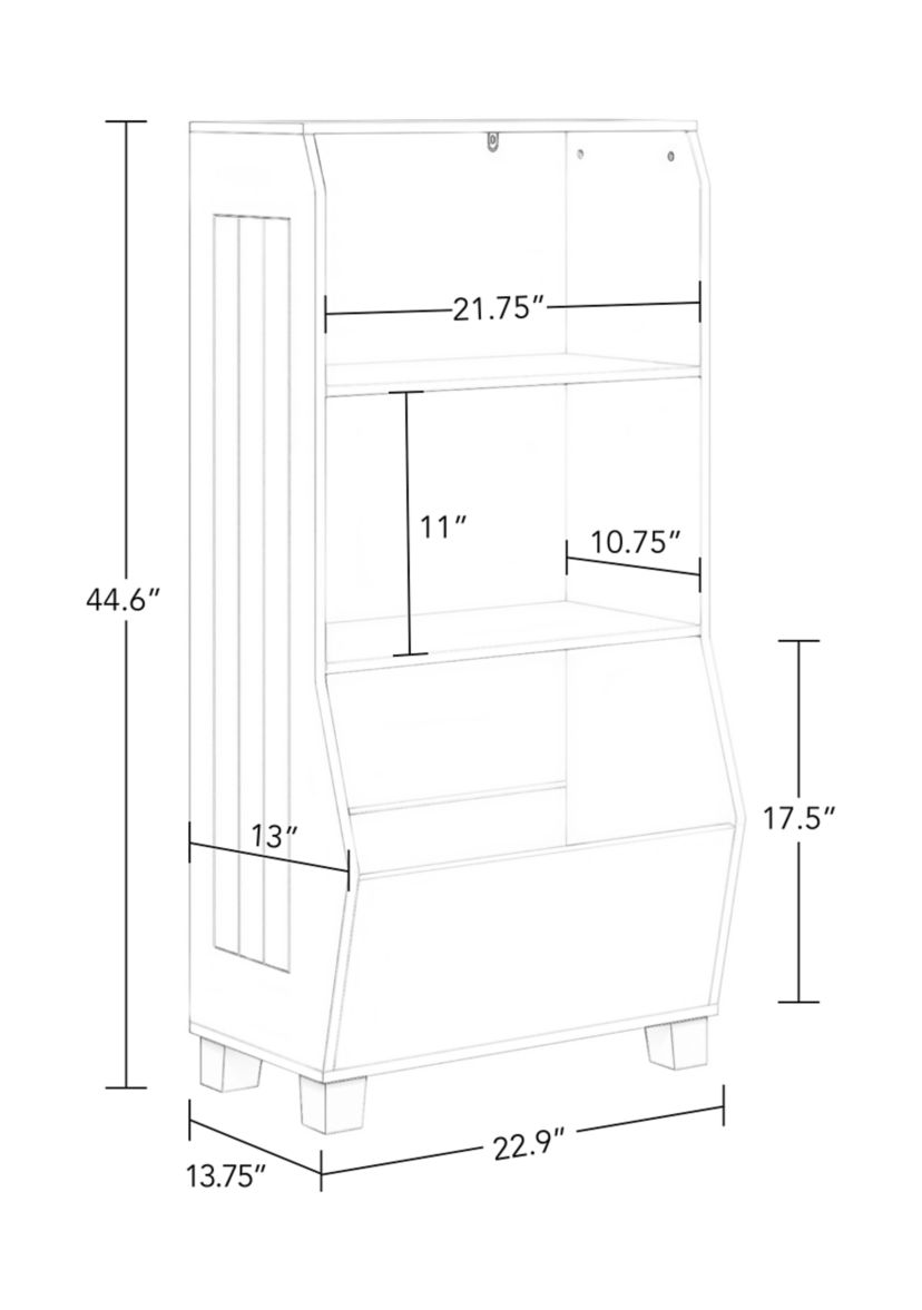 Kids 23 Inch Bookcase with Toy Organizer in White