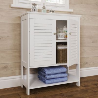 Ellsworth Two-Door Floor Cabinet with Open Shelf, White