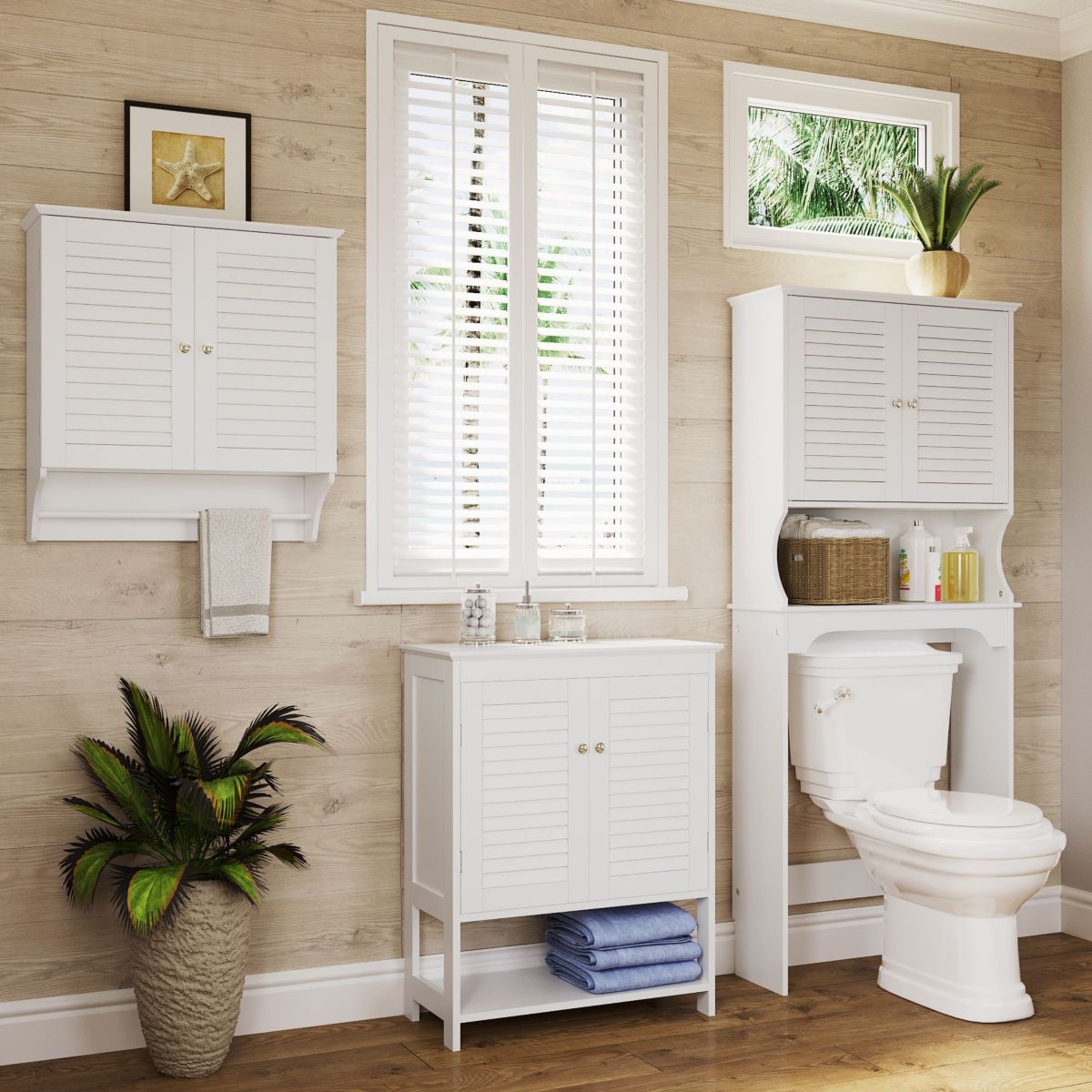 Ellsworth Two-Door Floor Cabinet with Open Shelf, White