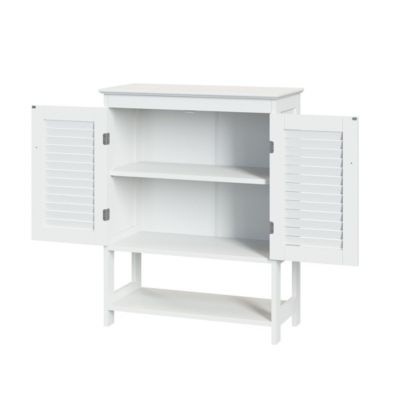 Ellsworth Two-Door Floor Cabinet with Open Shelf, White