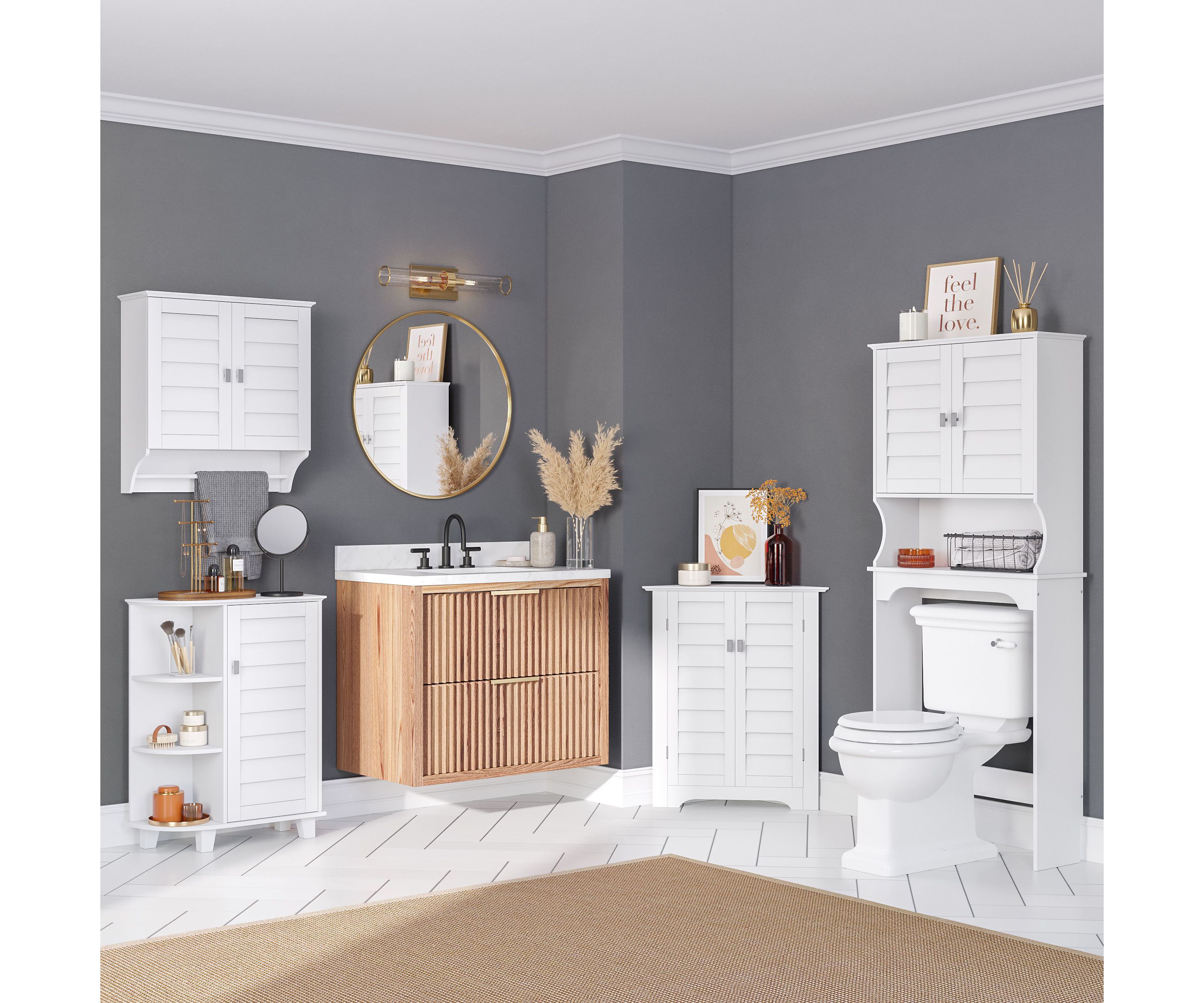 Brookfield Single Door Floor Cabinet with Side Shelves