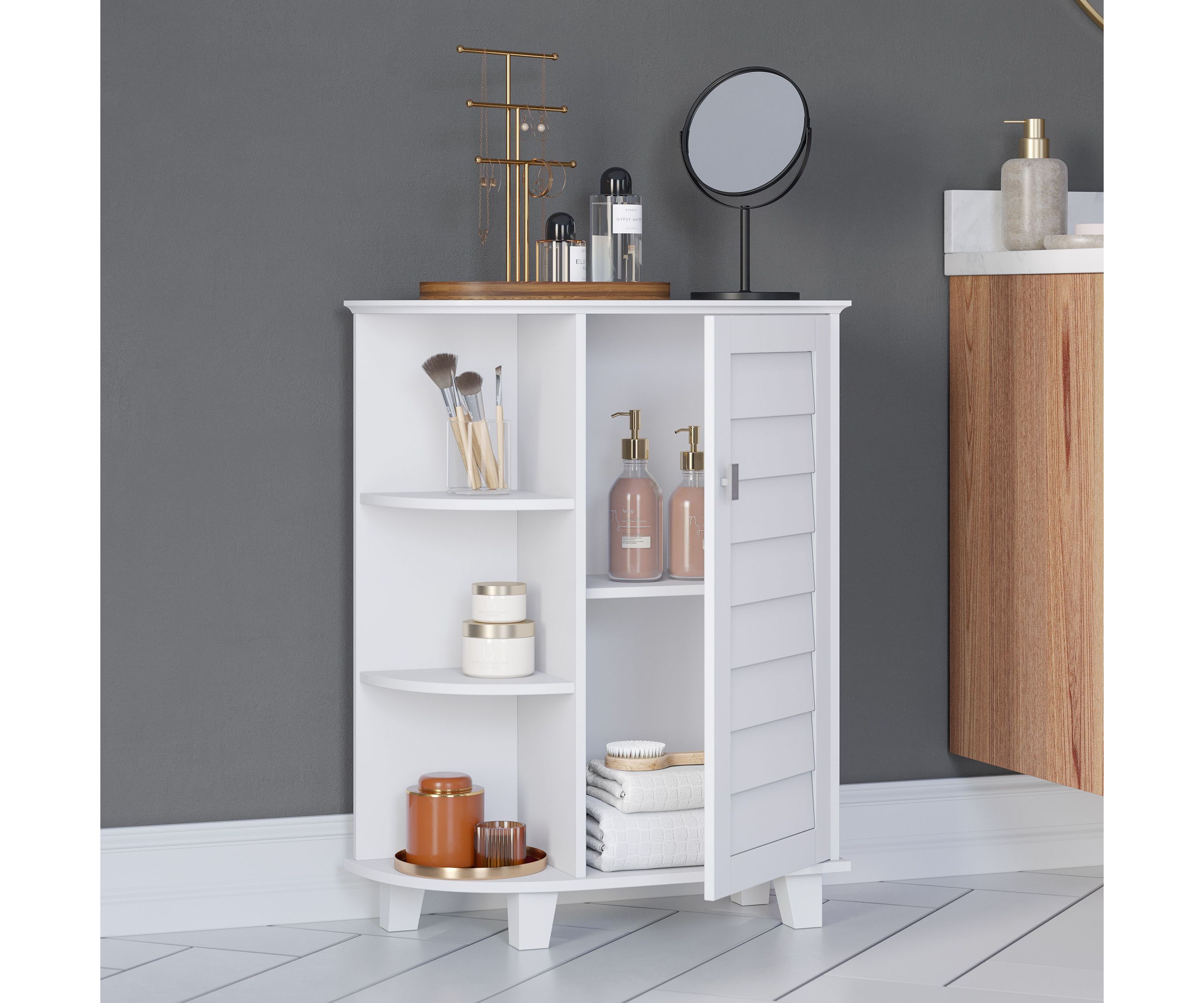 Brookfield Single Door Floor Cabinet with Side Shelves
