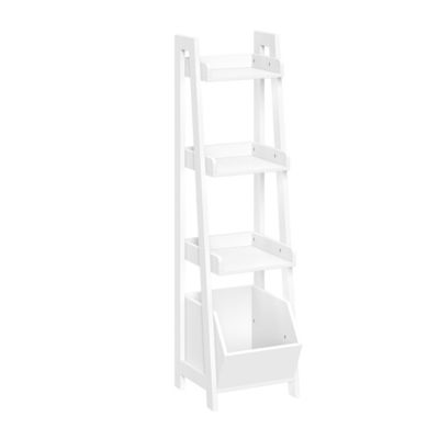 RiverRidge Home Amery 2-Tier Ladder Wall Shelf with Hooks, White