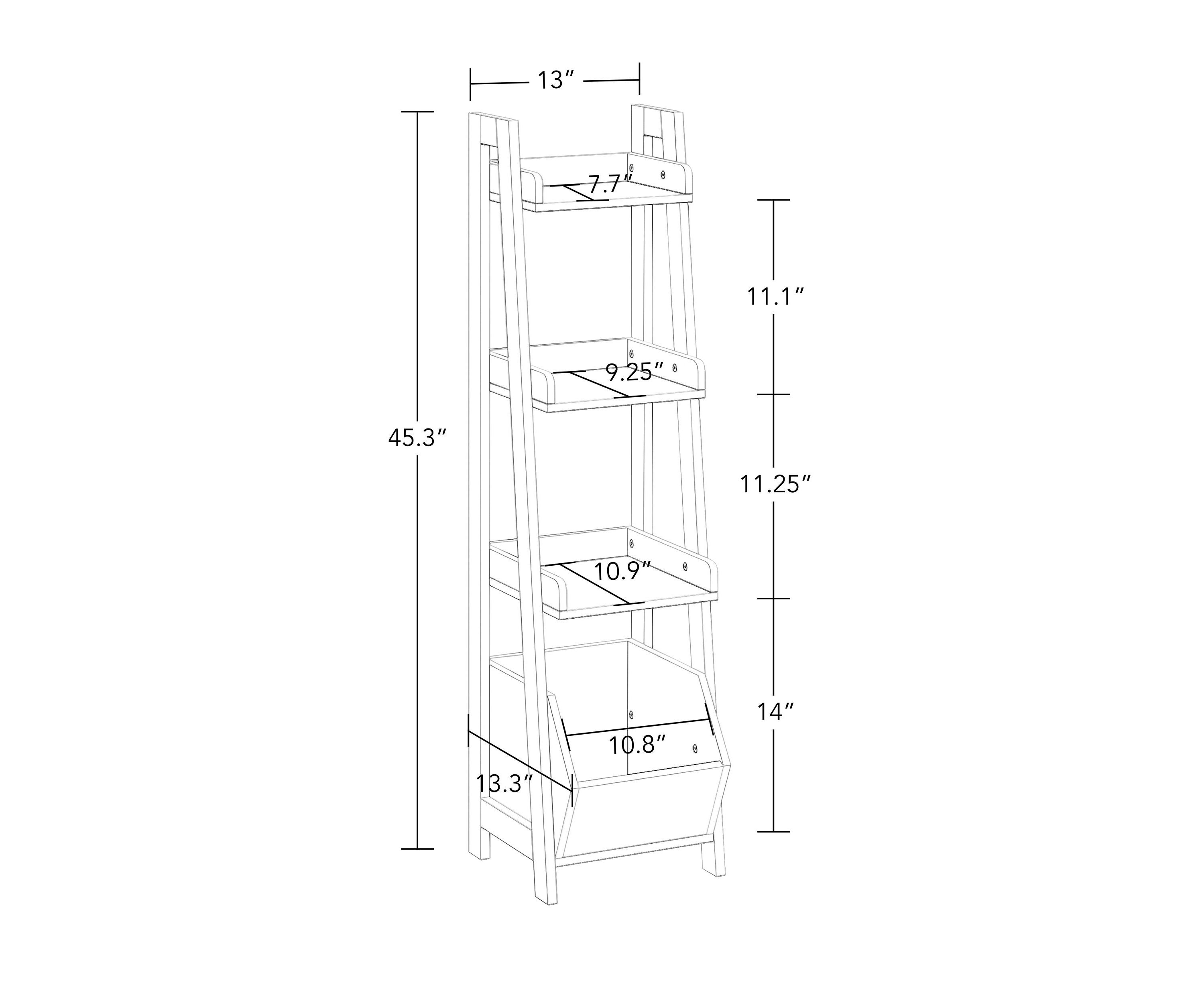 Amery 4-Tier 13in Bathroom Ladder Shelf with Open Storage Organizer