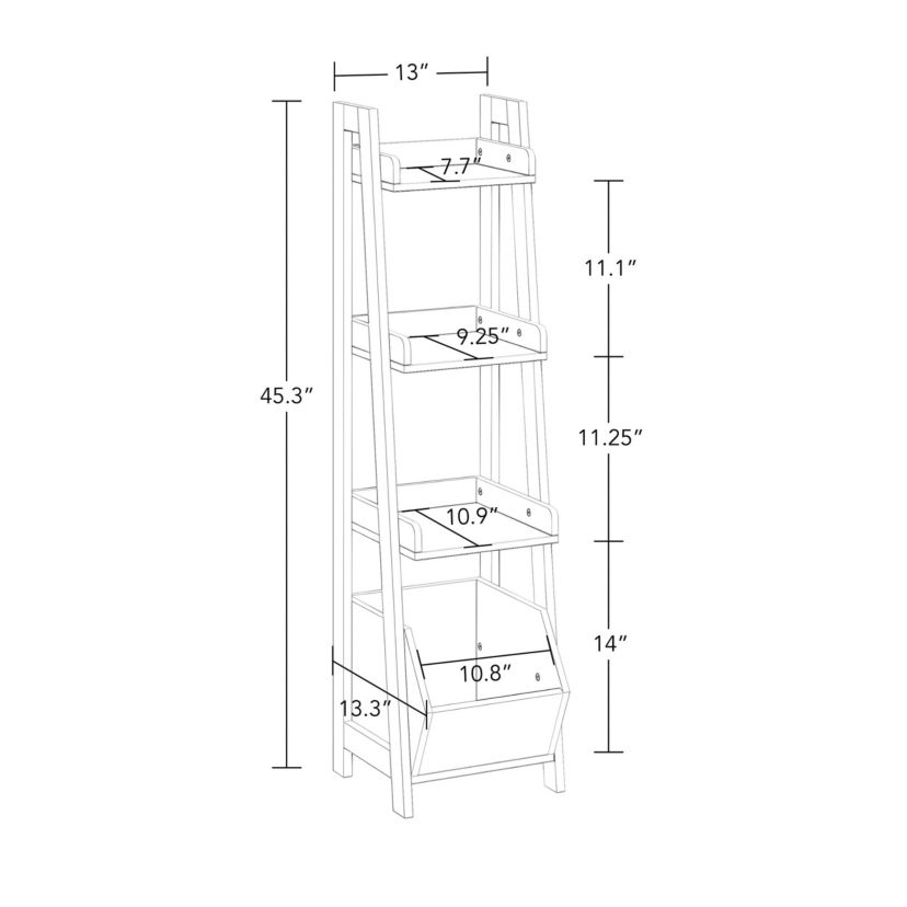 Amery 4-Tier 13in Bathroom Ladder Shelf with Open Storage Organizer
