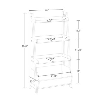 Amery 4-Tier 24in Bathroom Ladder Shelf with Open Storage Organizer - White