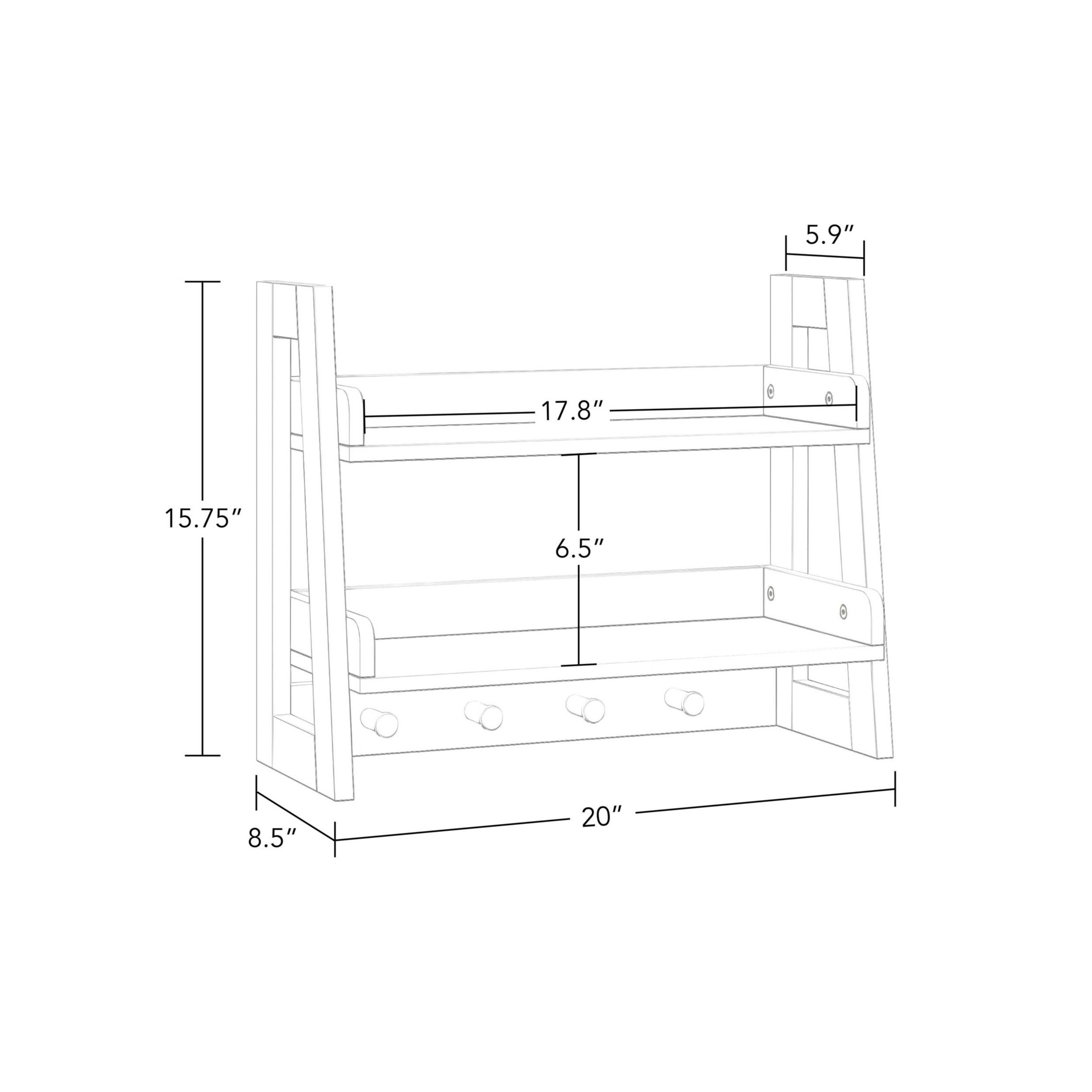Amery 2-Tier Bathroom Ladder Wall Shelf with Hooks