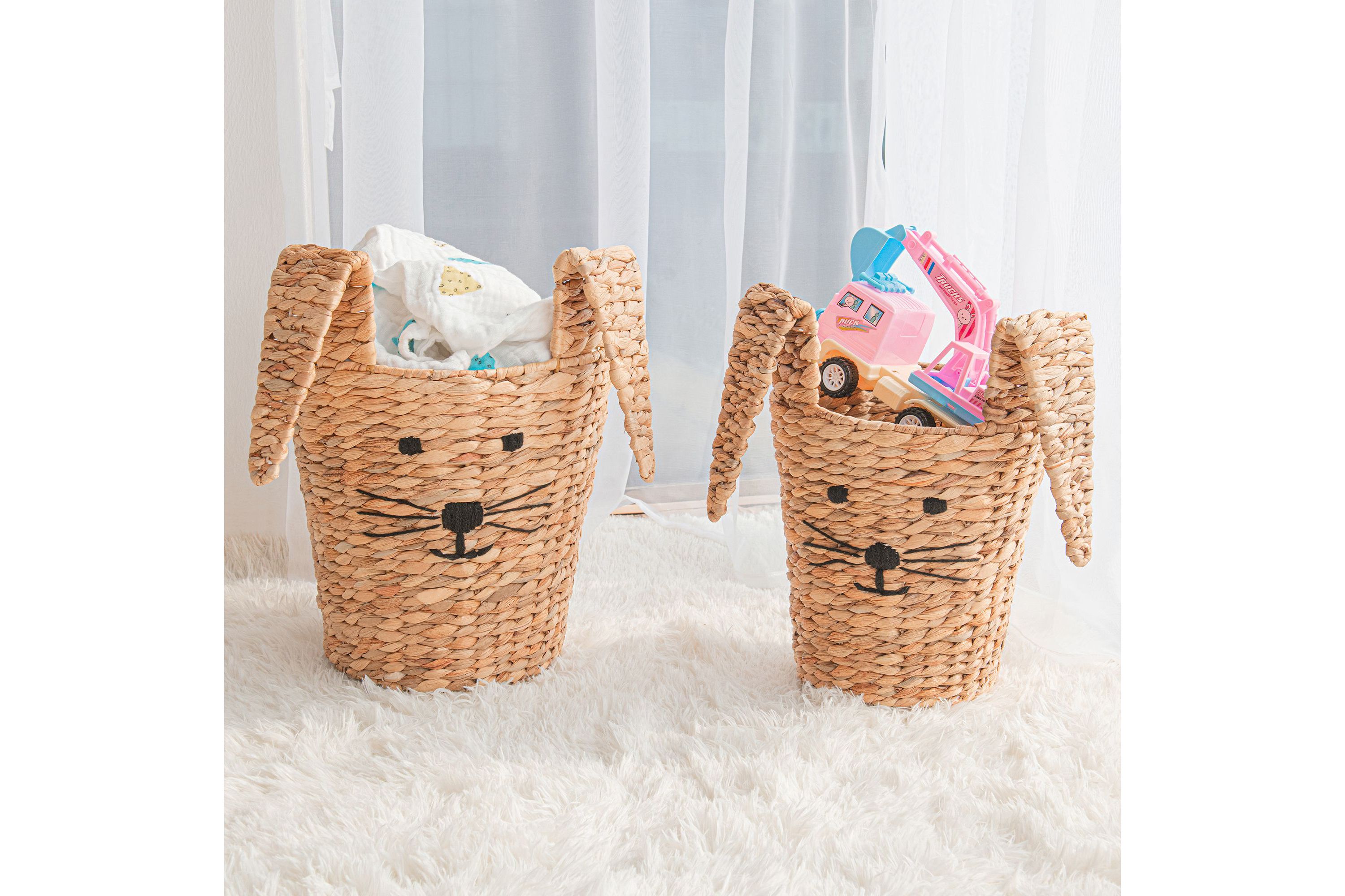 Set of 2 bunny bins