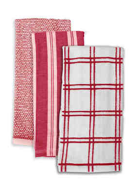 KitchenAid Stripe Gingham Dual Purpose Kitchen Towel 3-Pack Set