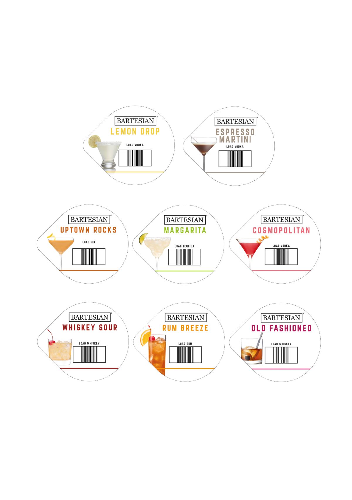 Classic Collection Bartesian Cocktail Mixer Capsules 8 Piece Set