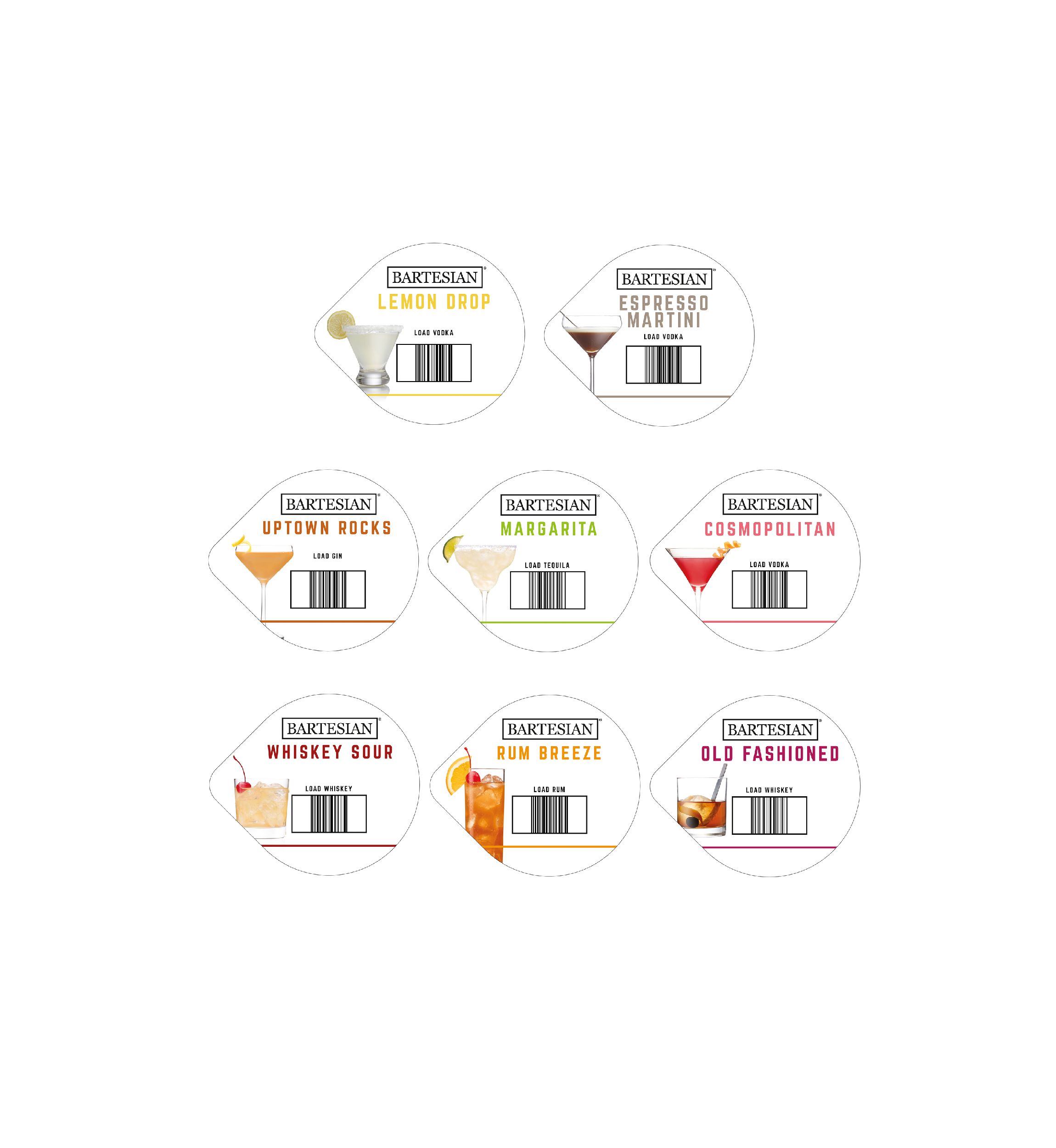 Classic Collection Bartesian Cocktail Mixer Capsules 8 Piece Set