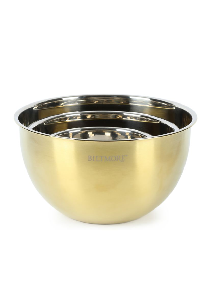 Gold PVD Coated Stainless Steel Mixing Bowls - Set of 3