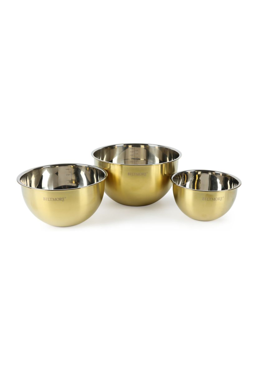 Gold PVD Coated Stainless Steel Mixing Bowls - Set of 3