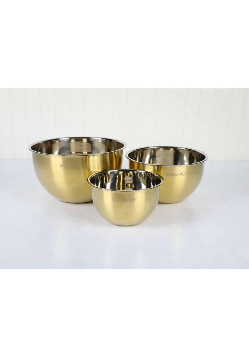 Gold PVD Coated Stainless Steel Mixing Bowls - Set of 3