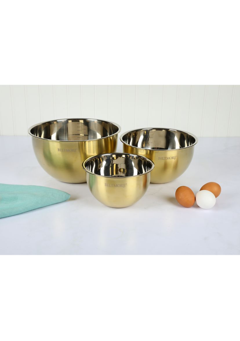 Gold PVD Coated Stainless Steel Mixing Bowls - Set of 3