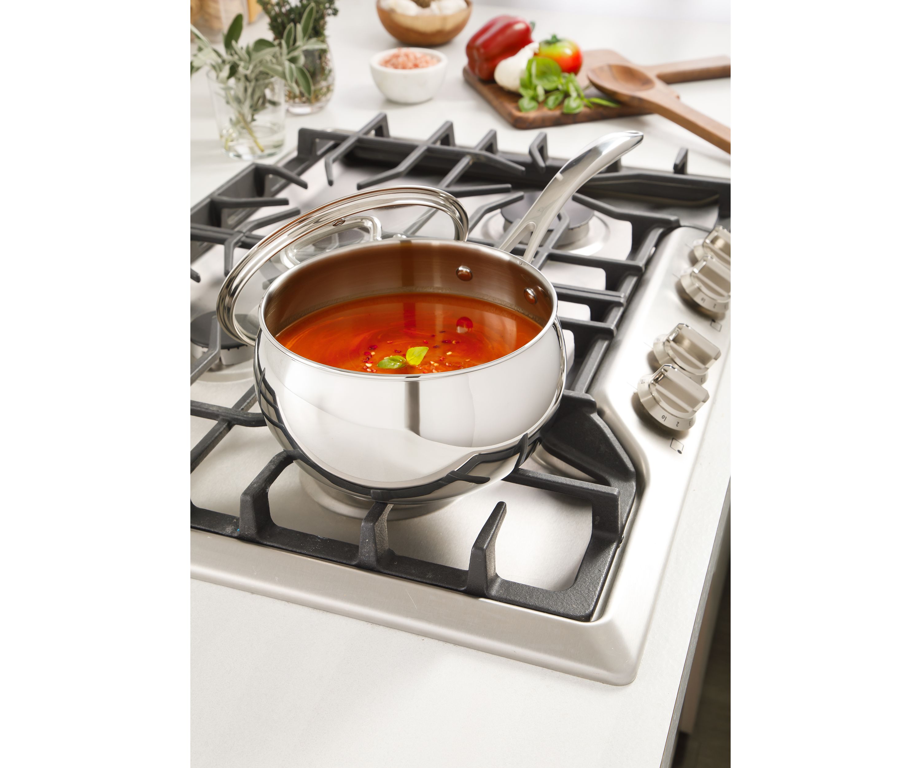 3 Quart Stainless Steel Saucepan with Glass Lid