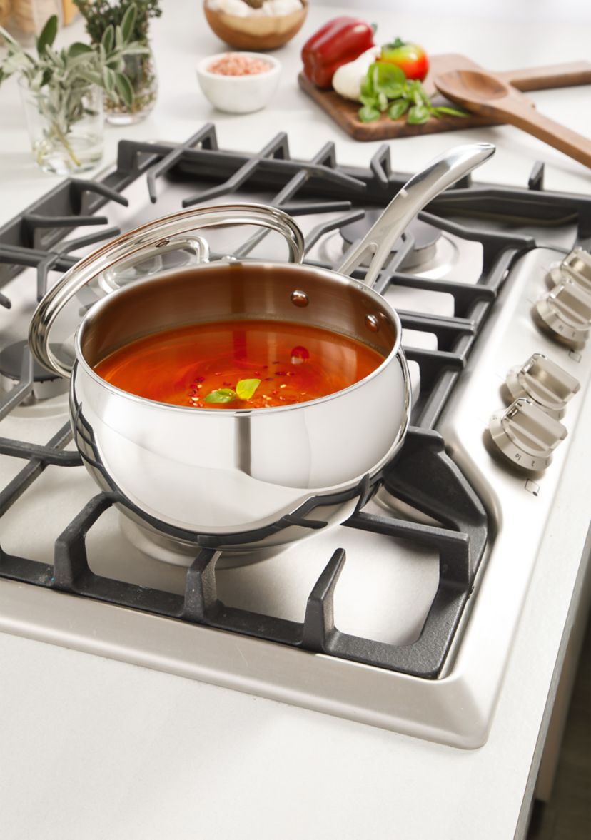 3 Quart Stainless Steel Saucepan with Glass Lid