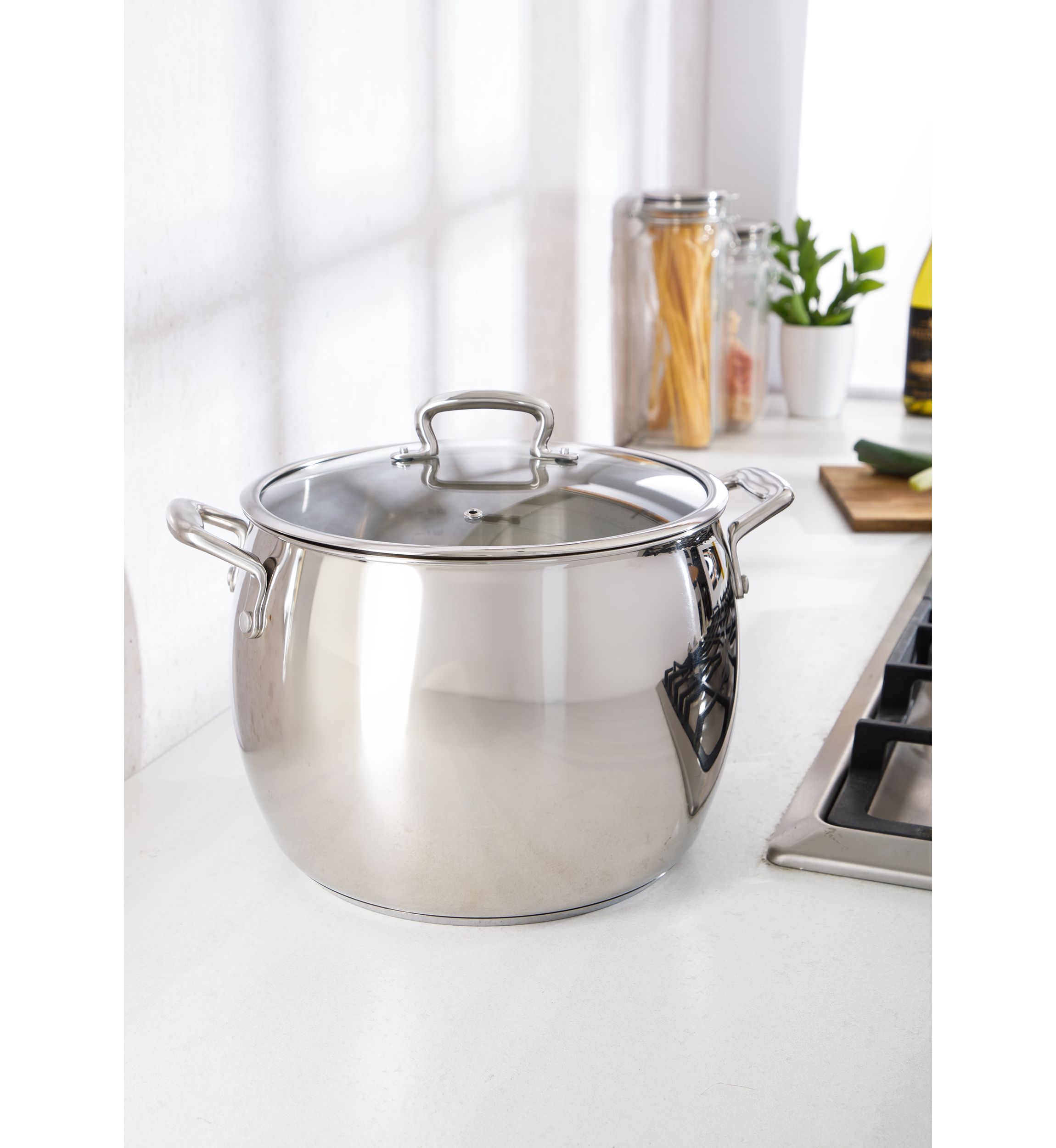 12 Quart Stainless Steel Stock Pot with Glass Lid