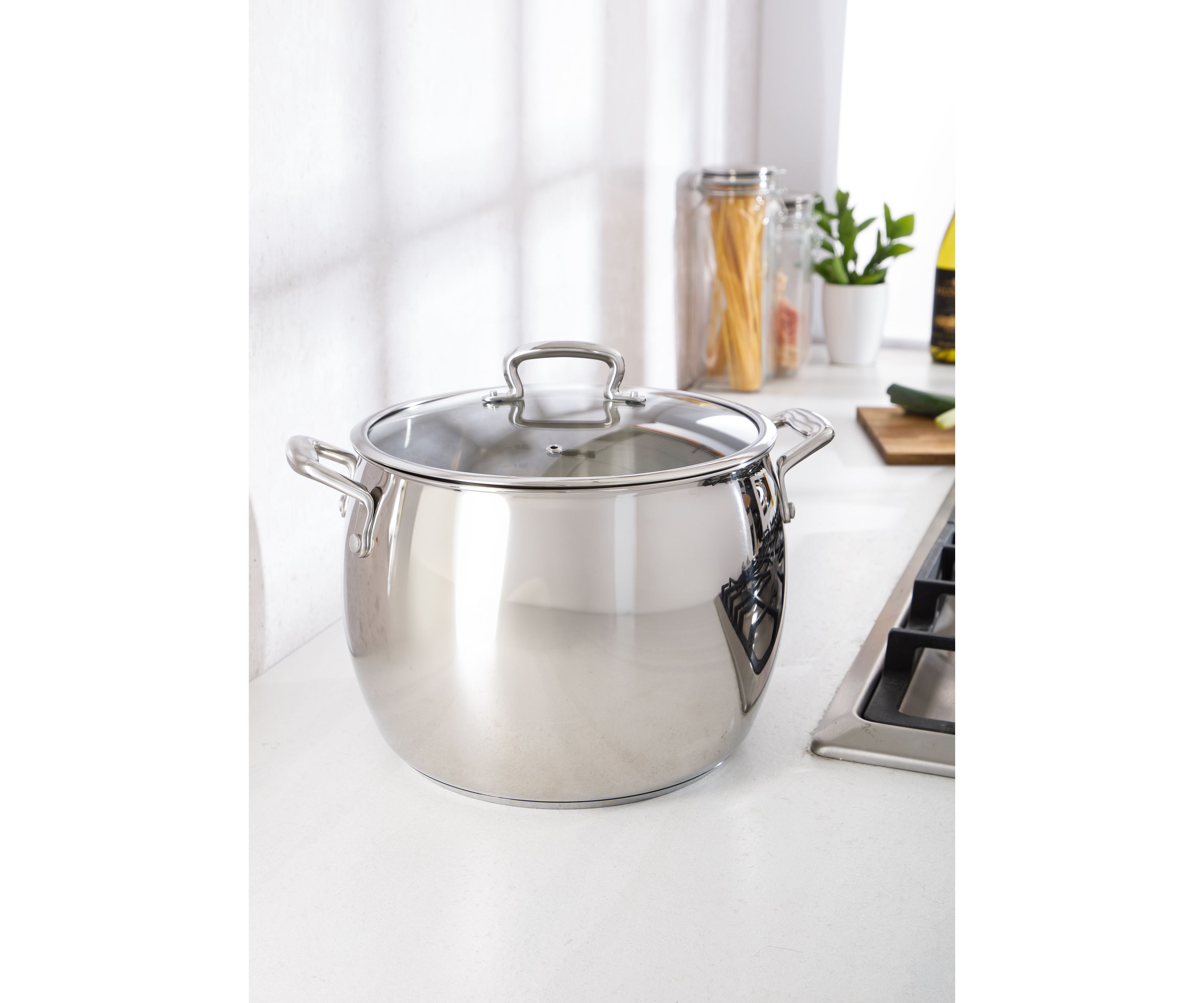 12 Quart Stainless Steel Stock Pot with Glass Lid