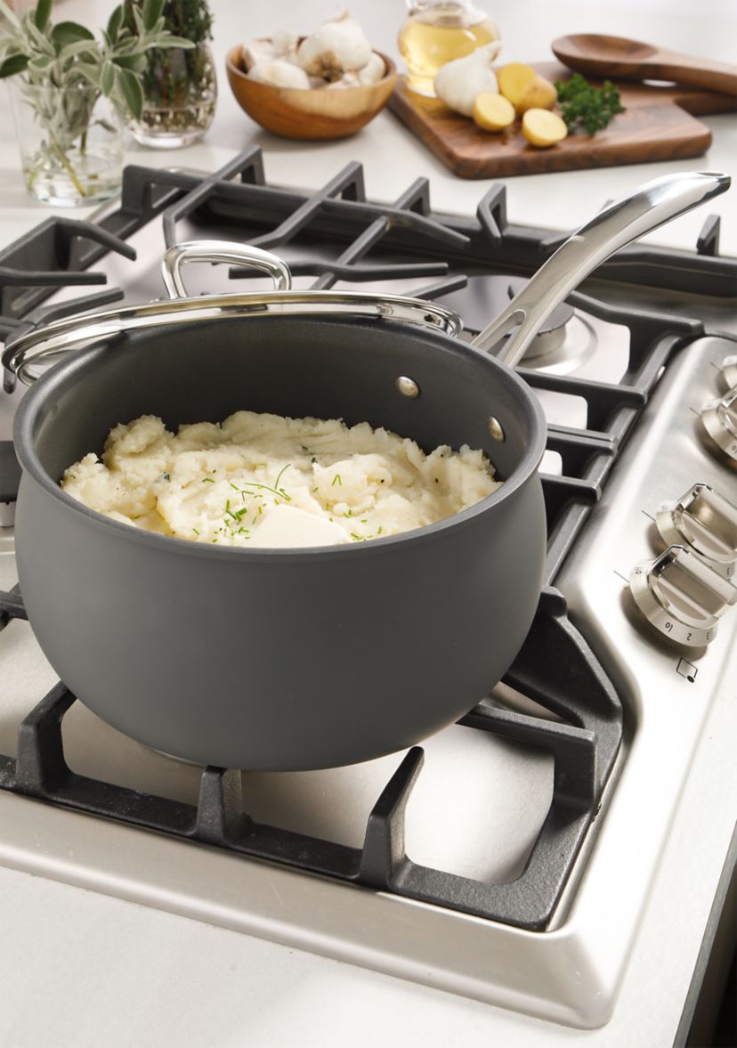 4 Quart Hard Anodized Sauce Pan with Glass Lid
