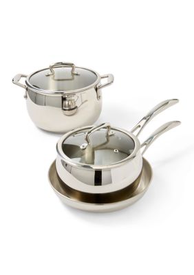 Biltmore 5 Piece Stainless Steel Cookware Set, Silver, Set of 3