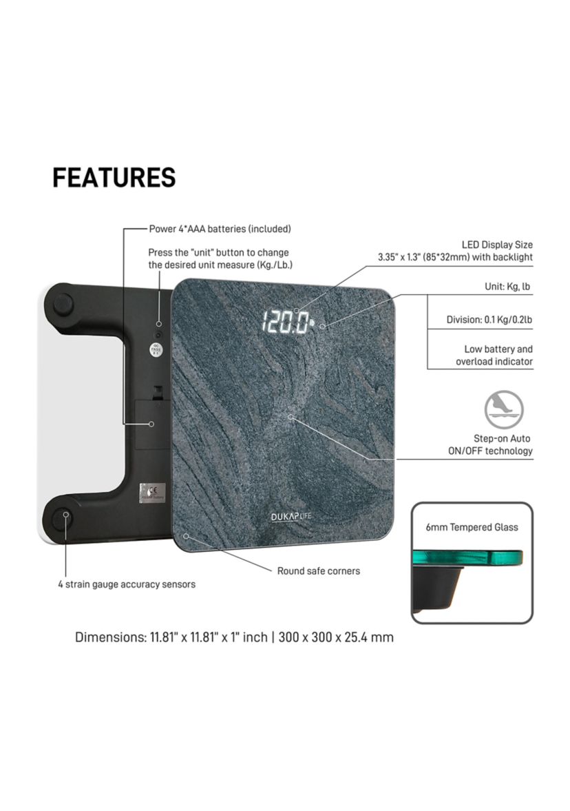 Unique Digital Bathroom Body Weight Scale with Hidden LED Screen Display