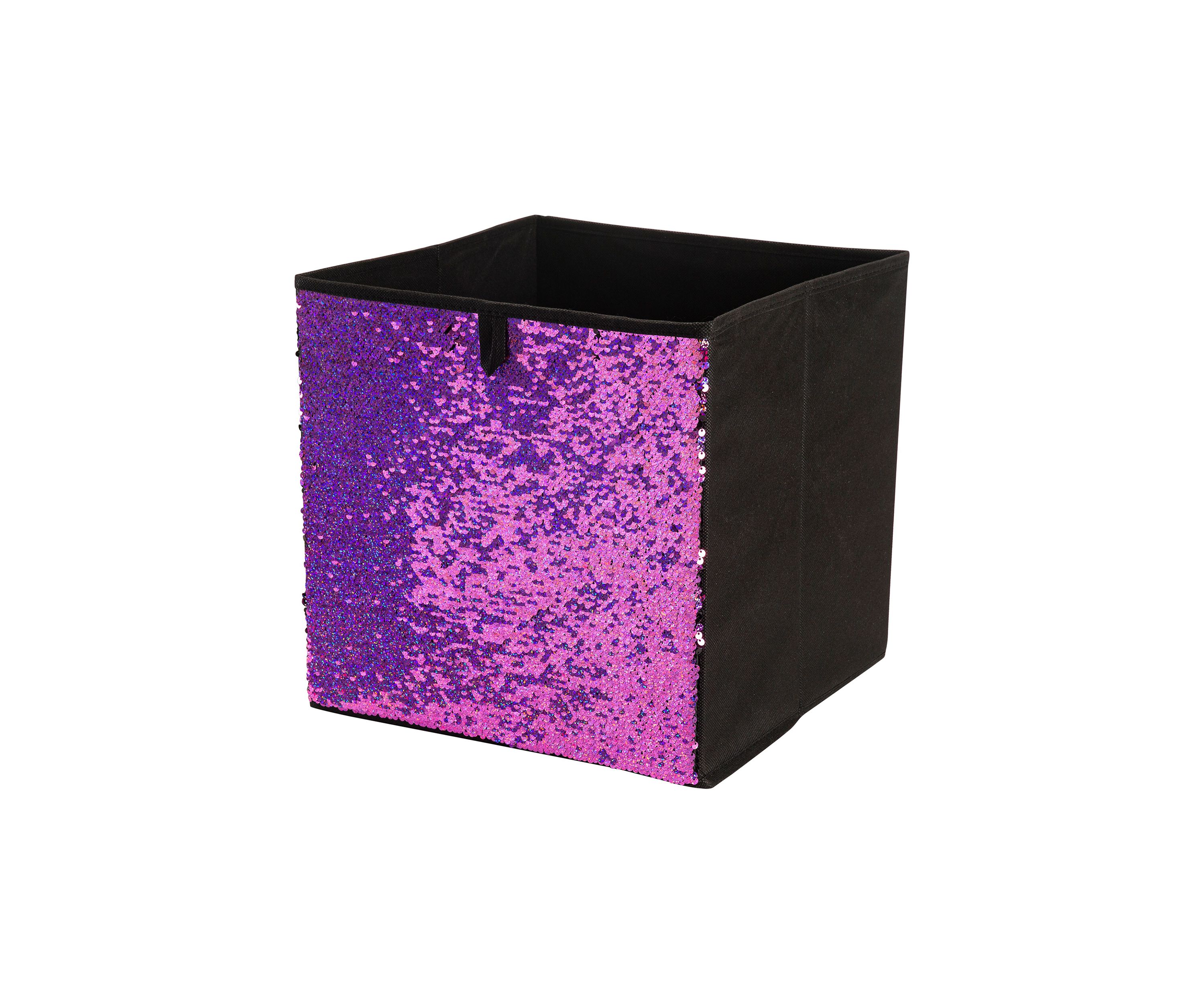 Reversible Sequin Storage Cube in Silver