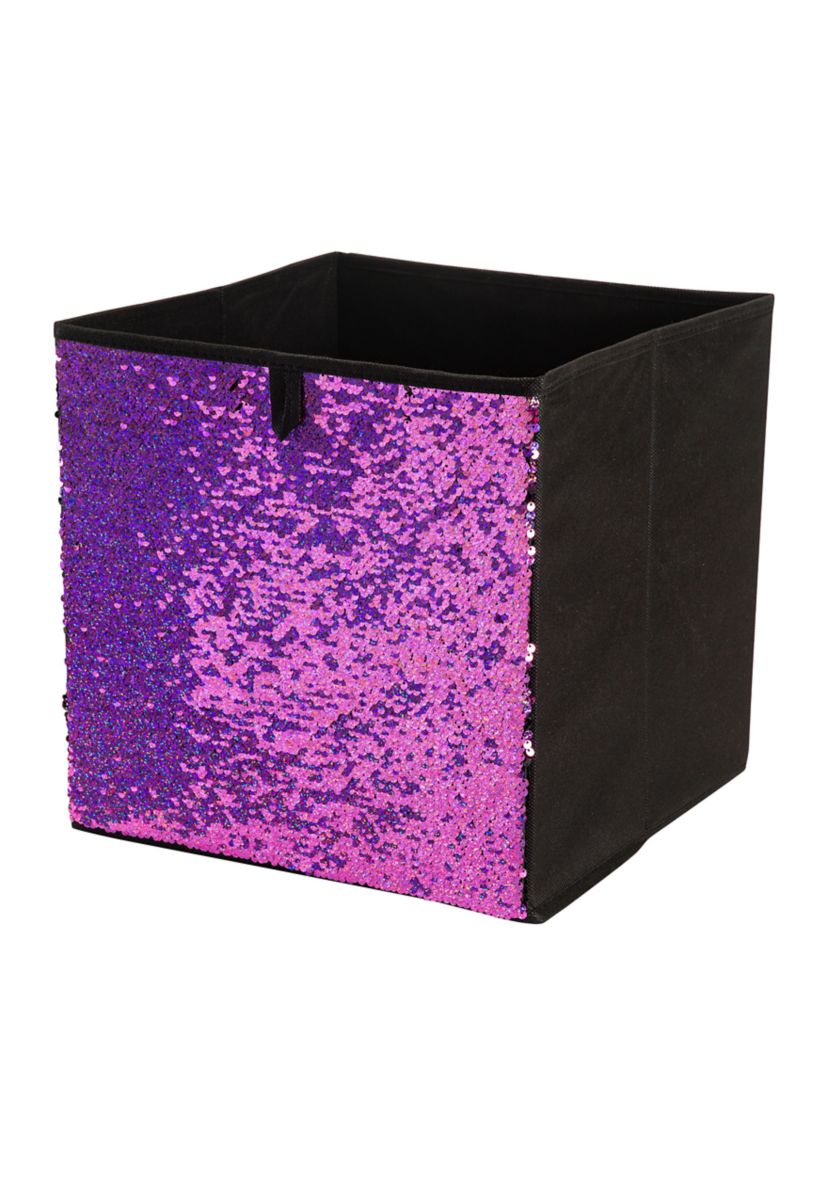 Reversible Sequin Storage Cube in Silver