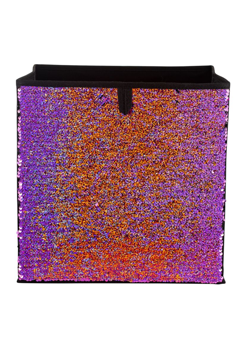 Reversible Sequin Storage Cube in Silver