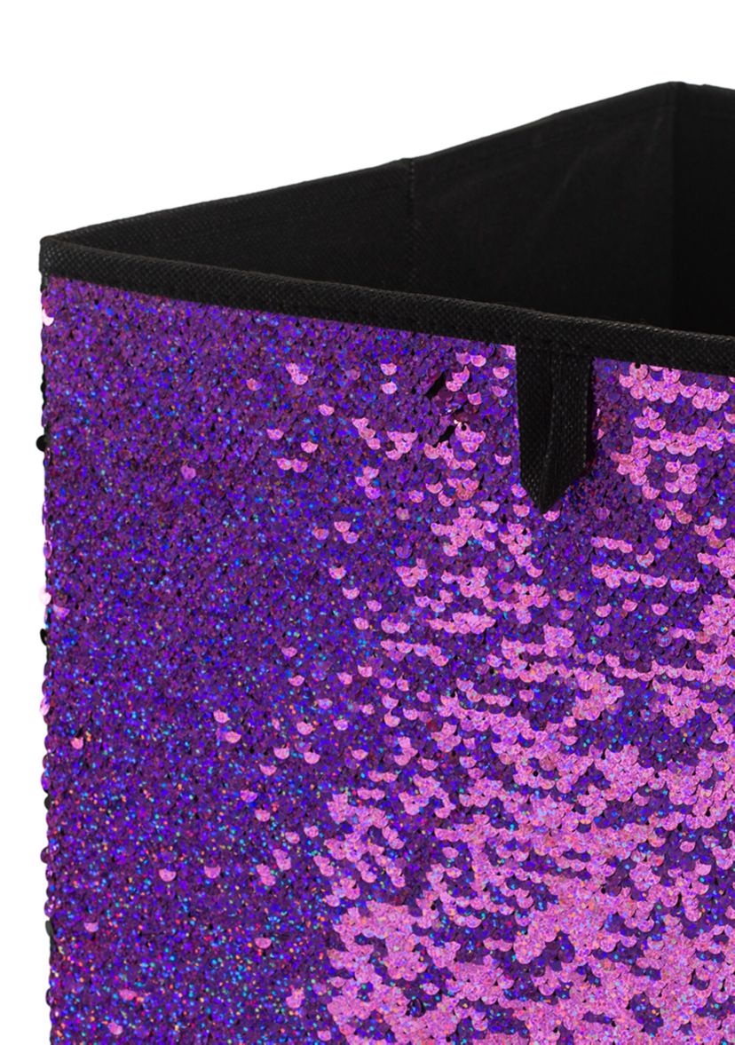 Reversible Sequin Storage Cube in Silver