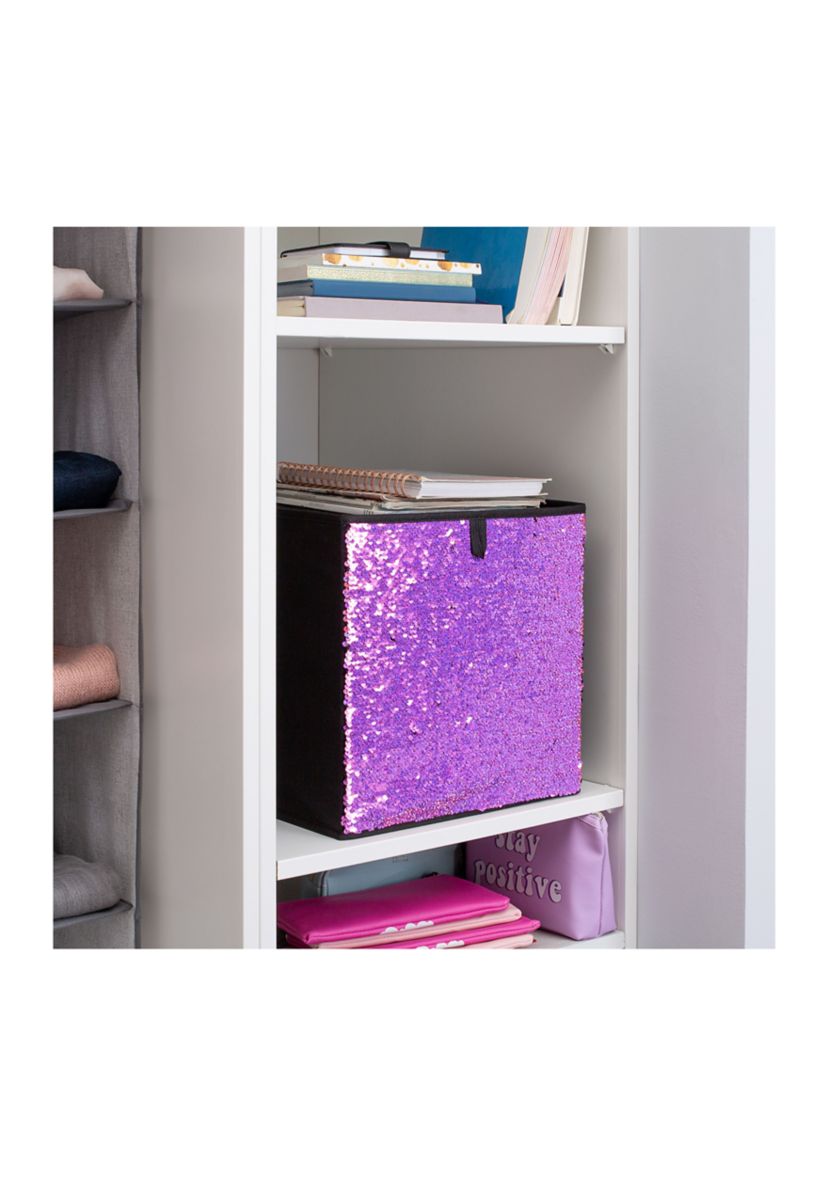 Reversible Sequin Storage Cube in Silver