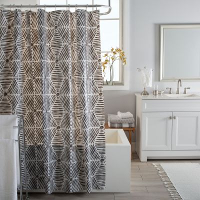 Bath Bliss Shower Curtain Woven Stripes Design