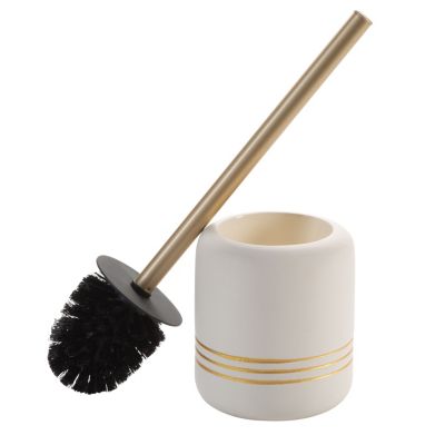 Bath Bliss Ceramic Toilet Brush in White and Gold
