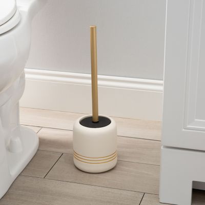 Bath Bliss Ceramic Toilet Brush in White and Gold