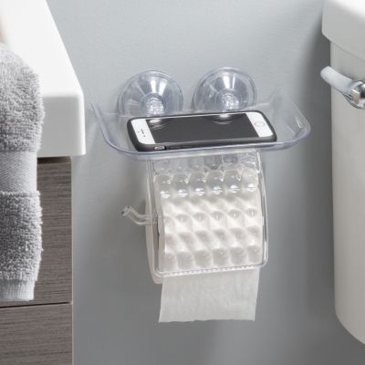 Bath Bliss Power Lock Toilet Paper Dispenser with Cell Phone Holder Shelf