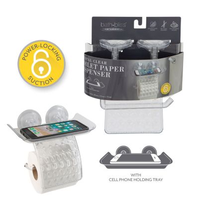 Bath Bliss Power Lock Toilet Paper Dispenser with Cell Phone Holder Shelf