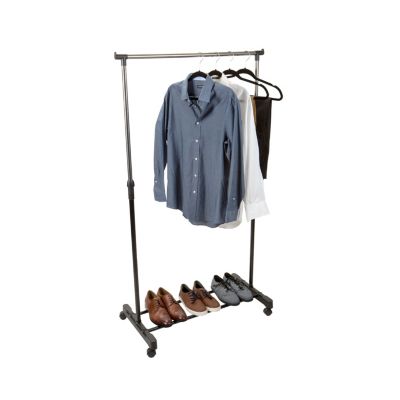 Single Tier Adjustable Height Rolling Garment Rack