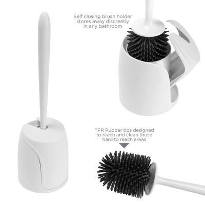 Bath Bliss Self Closing Lid Toilet Brush with Soft Rubber Bristles