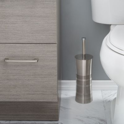 Bath Bliss Stainless Steel Toilet Brush and Holder in Two Tone