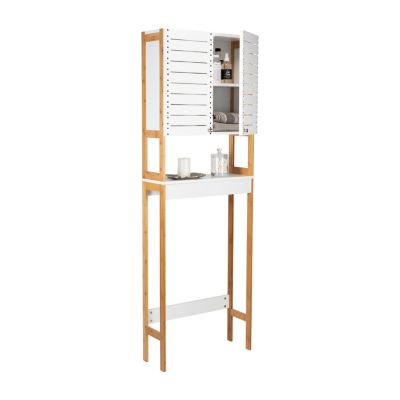 Organize It All 3 Shelf Over the Toilet Bamboo Space Saver Cabinet in White