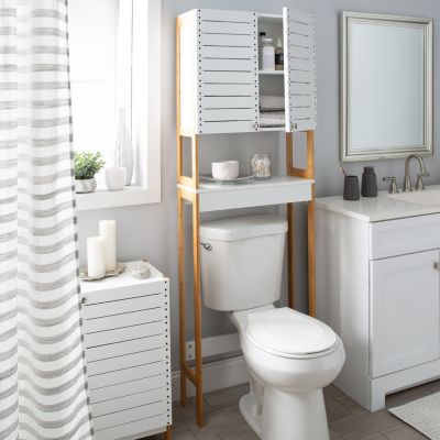 Organize It All 3 Shelf Over the Toilet Bamboo Space Saver Cabinet in White